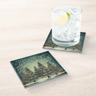 Christmas Tree Celebration Glass Coaster