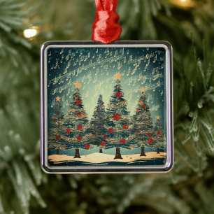 Christmas Tree Celebration Metal Ornament