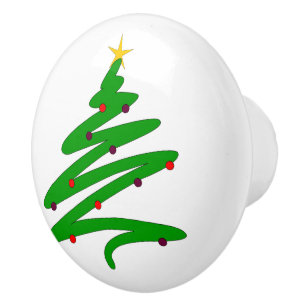 Christmas Tree Ceramic Knob