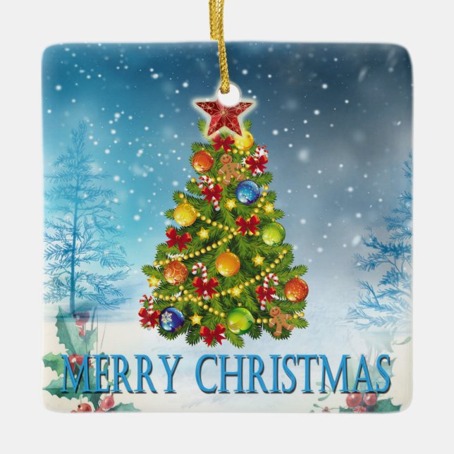 Christmas Tree Ceramic Ornament (Front)