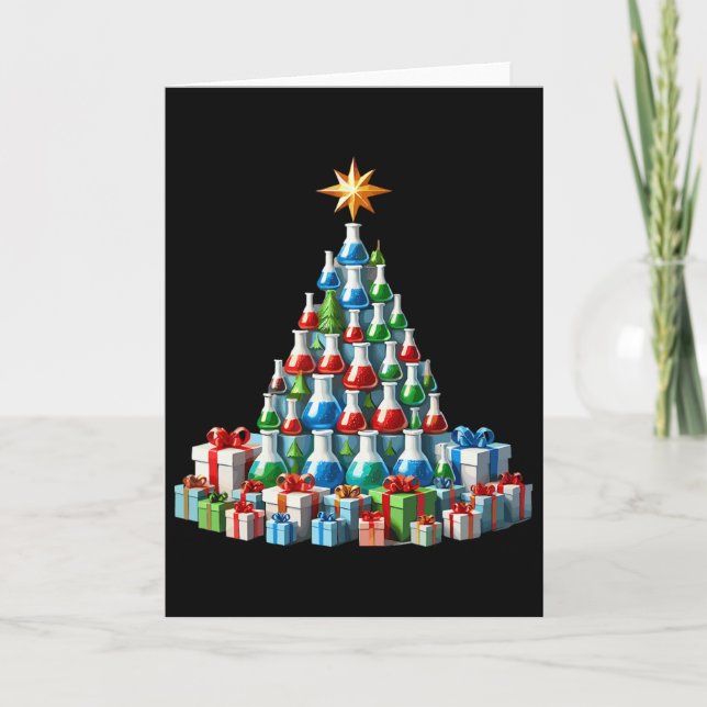 Christmas Tree Chemistry Beaker Scientist Science  Card (Front)
