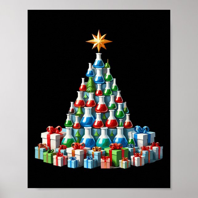 Christmas Tree Chemistry Beaker Scientist Science  Poster (Front)