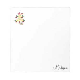 Christmas Tree Cherries Notepad Jolly Holiday 