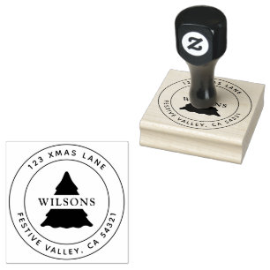 Christmas Tree Christmas Holiday Address Rubber Stamp