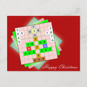 Christmas Tree - Christmas Sudoku Holiday Postcard