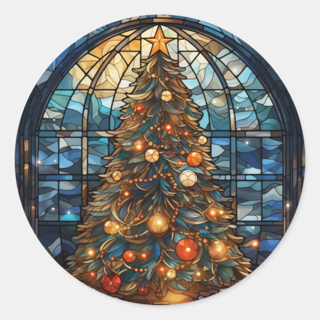 Christmas Tree Classic Round Sticker (Front)