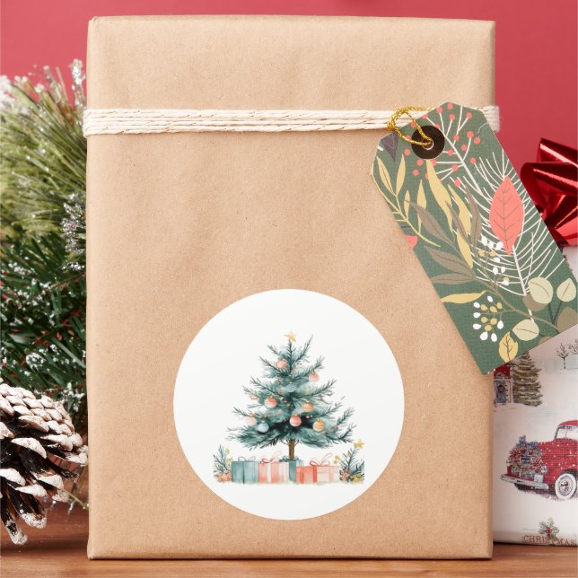 Christmas tree  classic round sticker (Holiday)