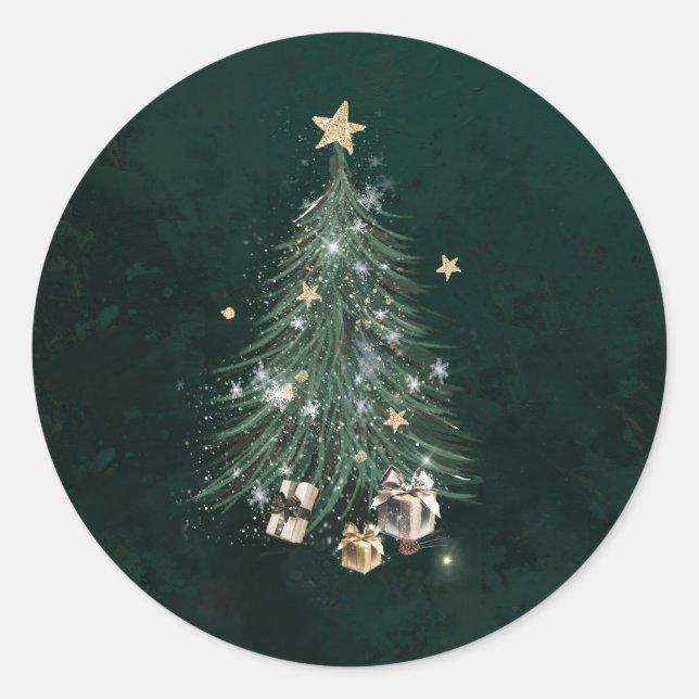 Christmas tree classic round sticker (Front)