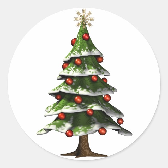 Christmas Tree Classic Round Sticker (Front)