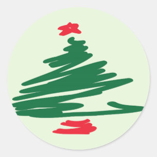 Christmas Tree Classic Round Sticker