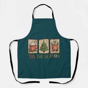 Christmas Tree Cocoa Retro Holiday Tis The Season  Apron