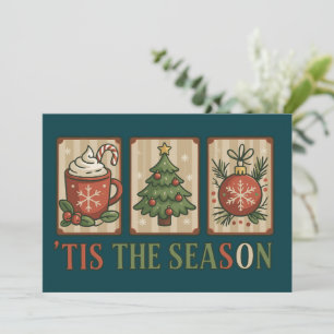 Christmas Tree Cocoa Retro Holiday Tis The Season Card