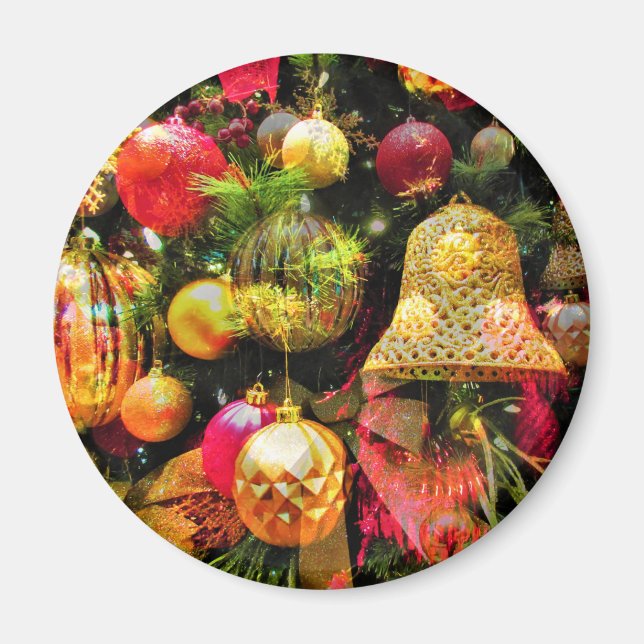 Christmas Tree Collage Artsy Colourful Festive Magnet (Front)