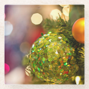 Christmas Tree Colourful Beverage Glass Coaster