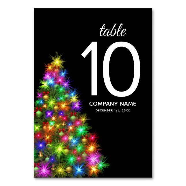 Christmas Tree Colourful Company  Table Number (Front)