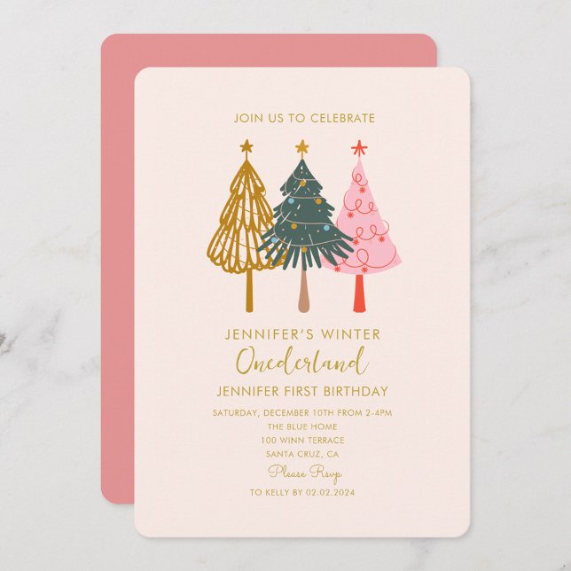Christmas Tree Colourful Onederful Baby Birthday  Invitation (Creator Uploaded)