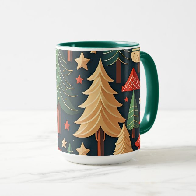 Christmas Tree Colourful Pattern Mug (Front Right)