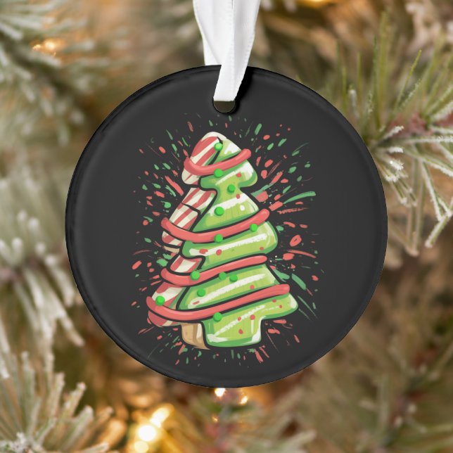 Christmas Tree Cookie Brushstroke Splatter Preppy  Ornament (Tree)