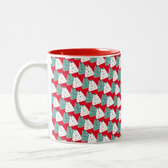 Christmas Tree Cookie Dough Homemade Mix Red Two-Tone Coffee Mug (Left)