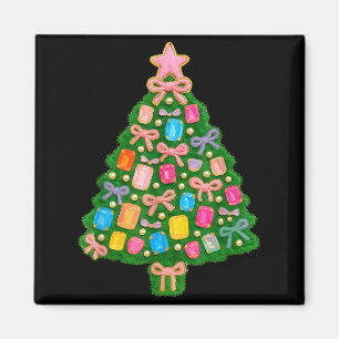 Christmas Tree Coquette Bow Crochet Xmas Pajamas H Magnet