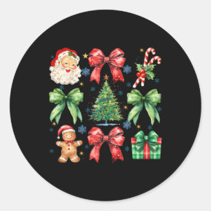 Christmas Tree Coquette Bow Santa Claus Candy Classic Round Sticker