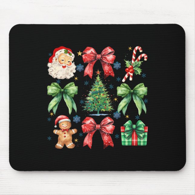 Christmas Tree Coquette Bow Santa Claus Candy  Mouse Pad (Front)