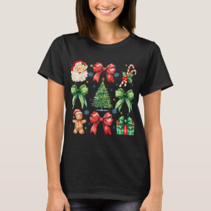 Christmas Tree Coquette Bow Santa Claus Candy T-Shirt