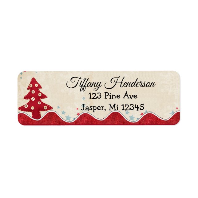 Christmas Tree Country Button Return Address Label (Front)