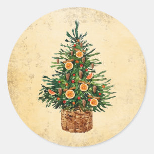 Christmas Tree Country Traditional Simple Classic Round Sticker