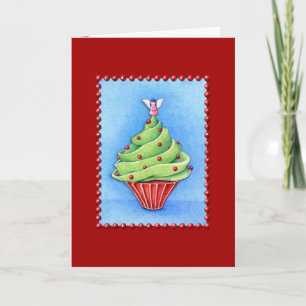 Christmas Tree Cupcake red Card