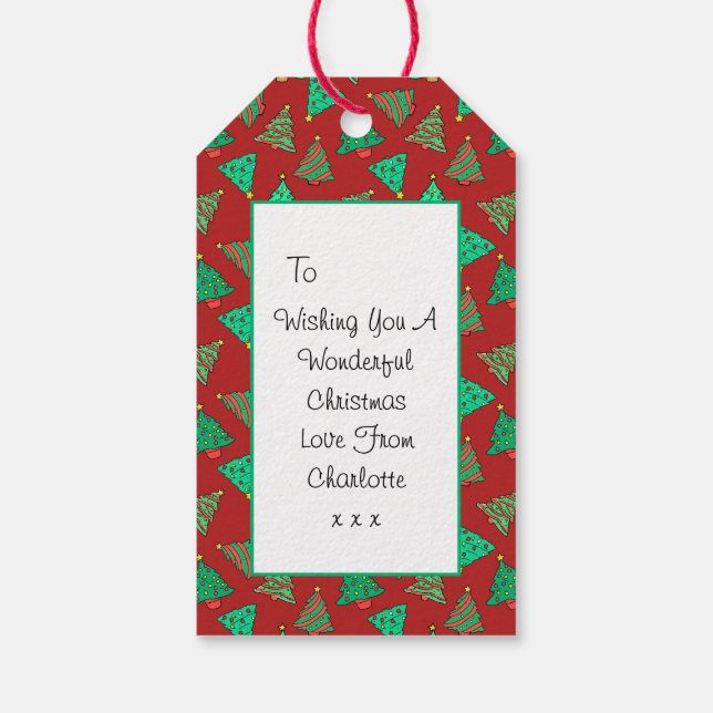 Christmas Tree | Custom Red Gift Tags (Back)