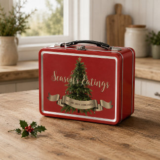Christmas Tree Custom Season's Eatings Holiday Metal Lunch Box