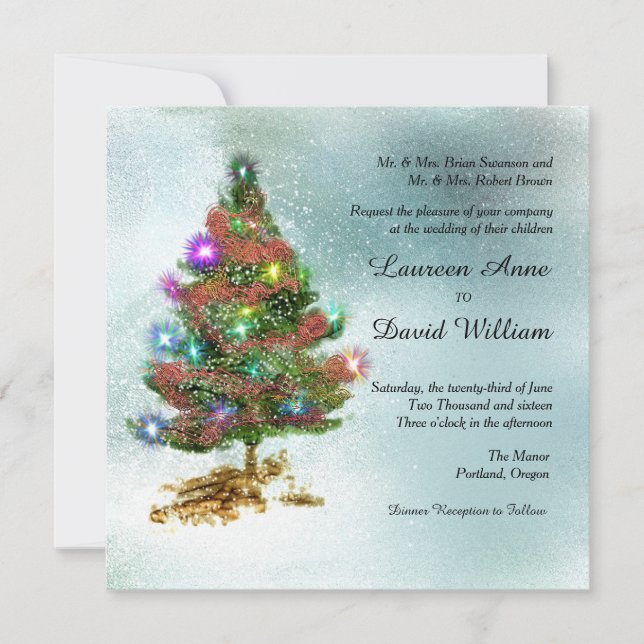 Christmas Tree Custom Wedding Invitation (Front)