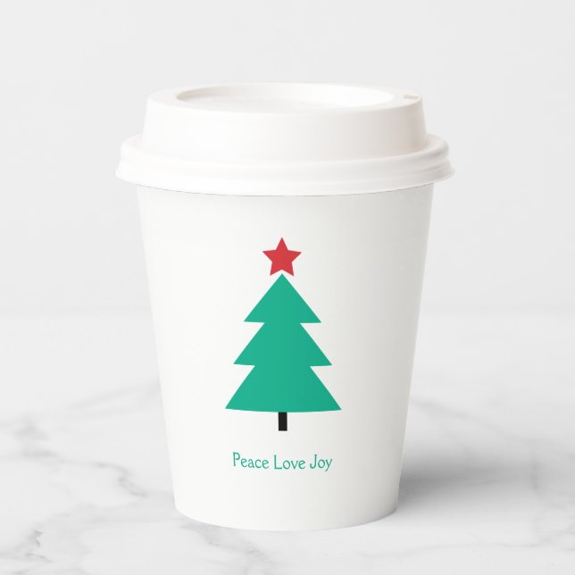 Christmas Tree Customisable Holiday Paper Cups (Front)