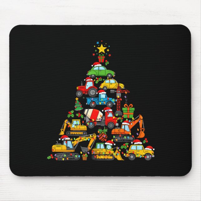 Christmas Tree Cute Construction Truck Xmas Holida Mouse Pad (Front)