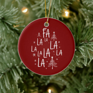 Christmas Tree Cute Holiday Fa La La La Cosy Ceramic Ornament