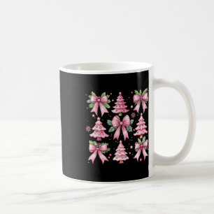 Christmas Tree Cute Retro Coquette Bow Pink Women Coffee Mug