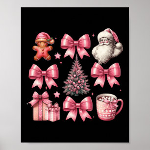 Christmas Tree Cute Retro Coquette Bow Pink Women Poster