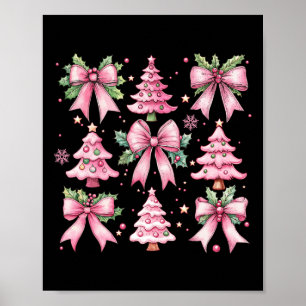 Christmas Tree Cute Retro Coquette Bow Pink Women Poster