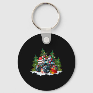 Christmas Tree Cute Santa Clause Riding Monster Re Key Ring