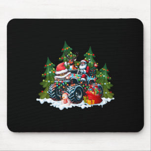 Christmas Tree Cute Santa Clause Riding Monster Re Mouse Pad