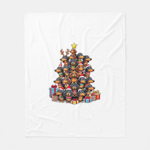 Christmas Tree Dachshund Sausage Dog Dachshunds  Fleece Blanket