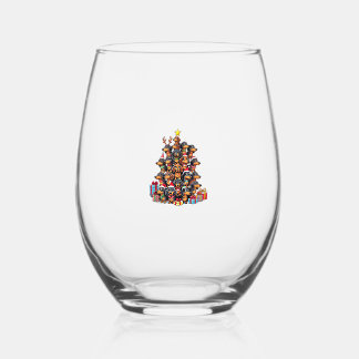 Christmas Tree Dachshund Sausage Dog Dachshunds  Stemless Wine Glass