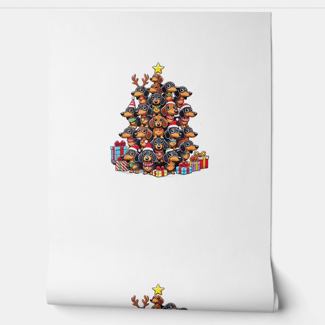 Christmas Tree Dachshund Sausage Dog Dachshunds  Wallpaper (Unrolling)