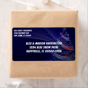 Christmas Tree Dark Blue Shipping Labels