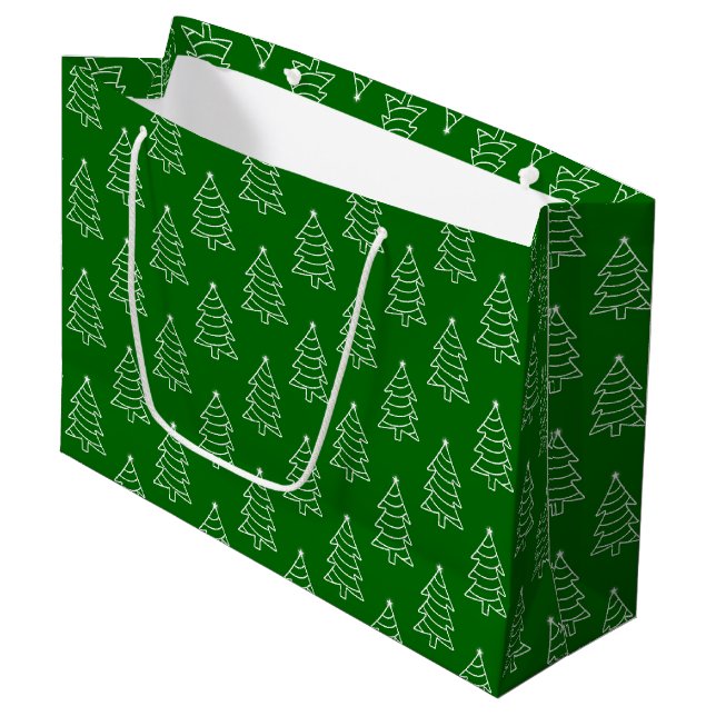 Christmas Tree Dark Green Background Large Gift Bag (Front Angled)