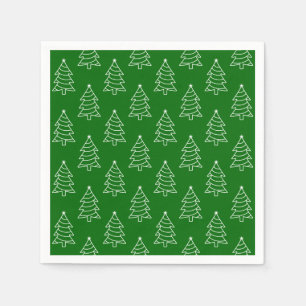 Christmas Tree Dark Green Background Paper Napkin