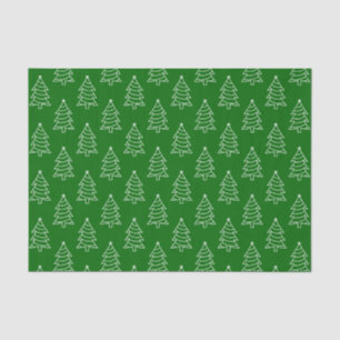 Christmas Tree Dark Green Background Tissue Paper