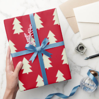 Christmas Tree Dark Red Wrapping Paper