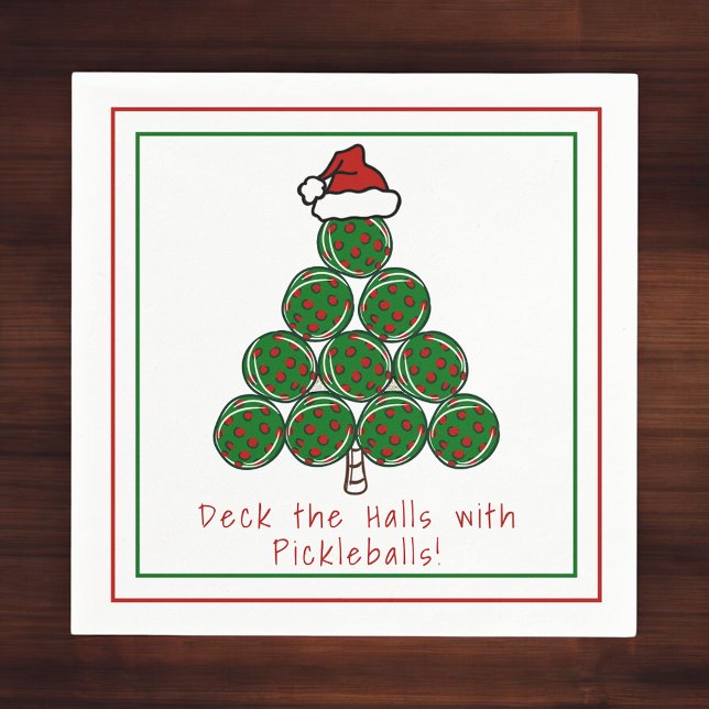 Christmas Tree Deck The Halls With Pickleballs Napkin (Creator Uploaded)